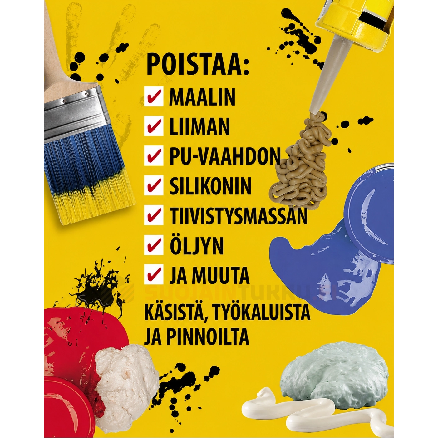 Big Wipes puhdistuspyyhkeet maalille, liimalle, PU-vaahdolle, rasvalle, silikonille ja bitumille