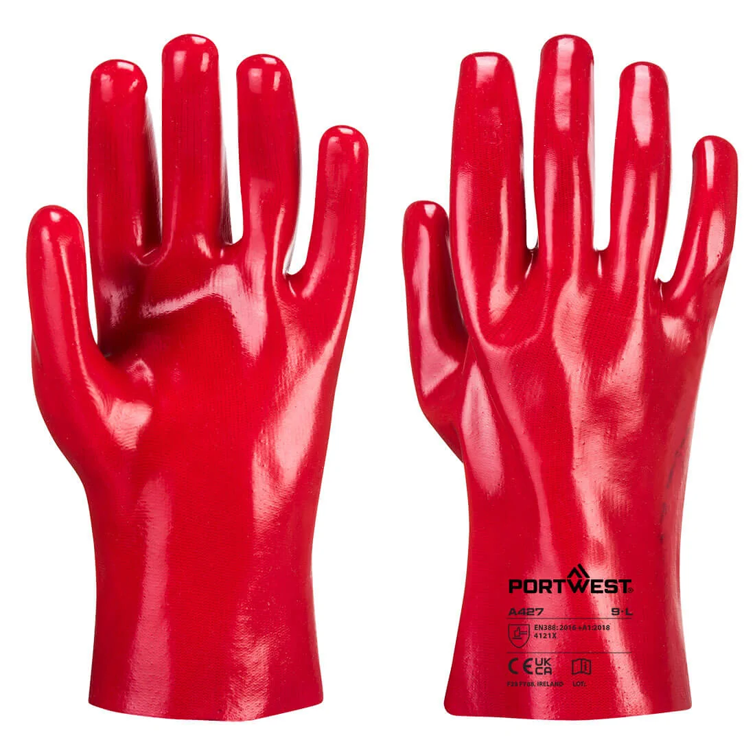 Punainen PVC-suojahansikas 12 paria 27 cm
