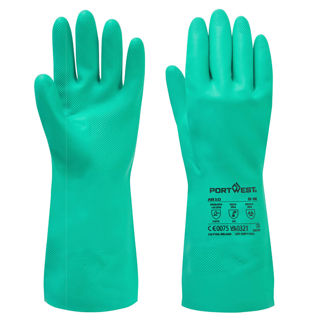 Nitrosafe vihreä nitriilikemikaalikäsine 33 cm kuvioidulla pitopinnalla