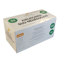 Greetmed Musta YKSITTÄISPAKATTU kirurginen suu-nenäsuojain type IIR 50kpl/ras