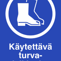 Käytettävä turvajalkineita -kyltti