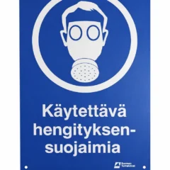 Käytettävä hengityksensuojaimia -kyltti