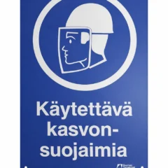 Käytettävä kasvonsuojaimia -kyltti