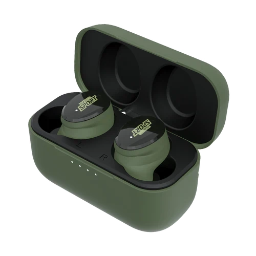 ISOtunes CALIBER Bluetooth-kuulosuojaimet latauskotelossa