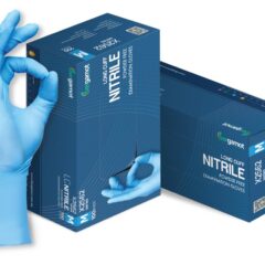 Bergamot pitkä nitriilikäsine - 100kpl / ras, sininen