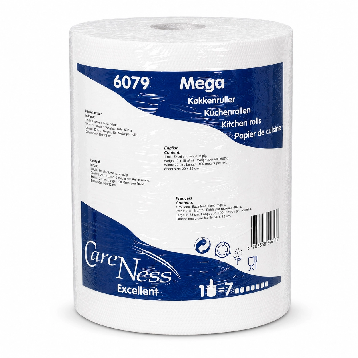 CARE-NESS Excellent talouspaperi Mega 2krs 100m valkoinen 6rll