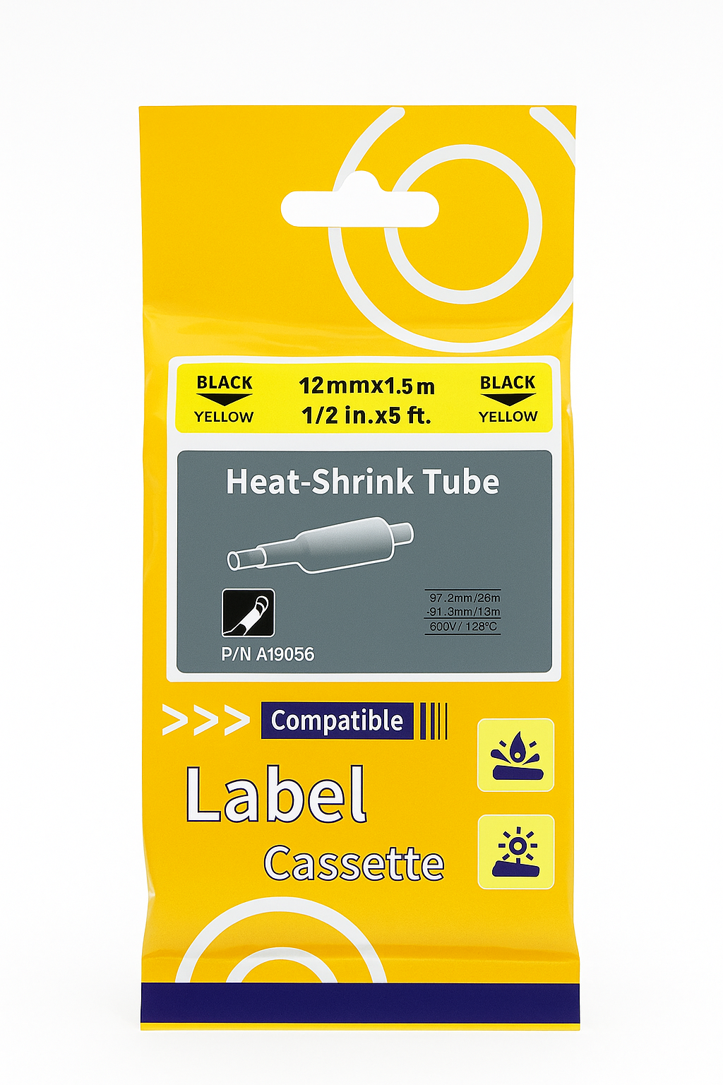 D-kutistesukka 12 mm, keltainen - Image 2