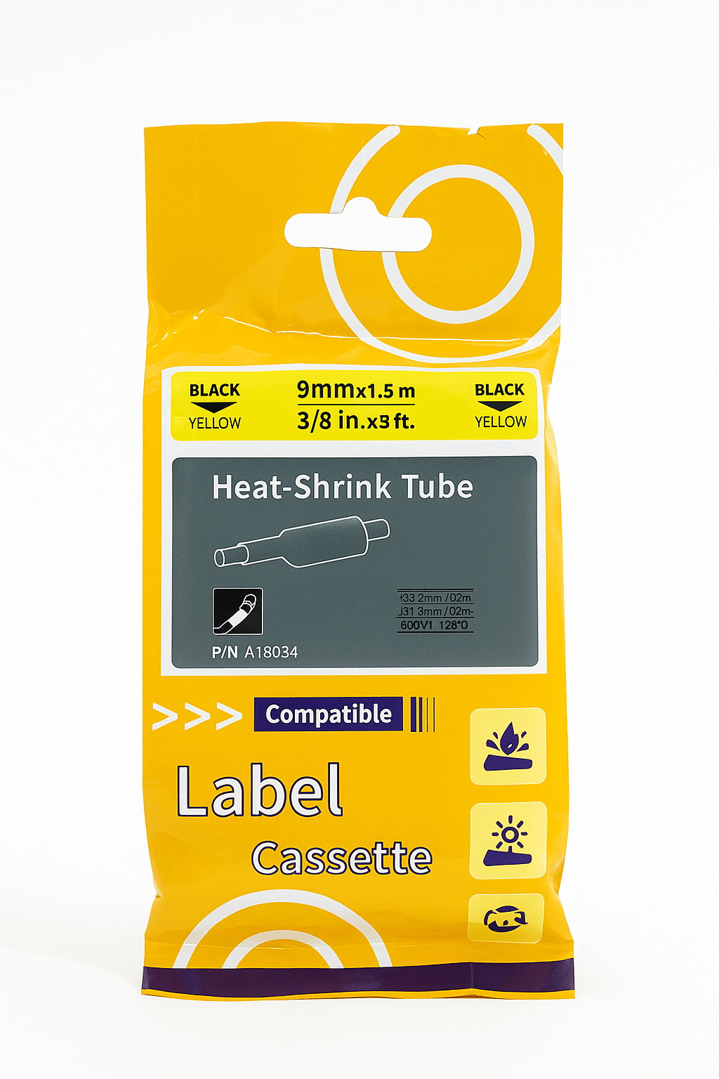 D-kutistesukka 9 mm, keltainen - Image 2