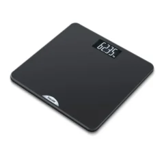 Beurer PS240 Soft Grip musta henkilövaaka kumipinnalla, valaistulla näytöllä ja 180 kg kapasiteetilla