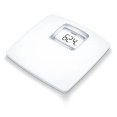 Beurer PS25 valkoinen henkilövaaka suurella taustavalaistulla LCD-näytöllä ja 180 kg kapasiteetilla