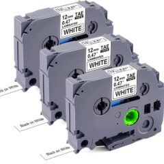 B-kirjoitusnauha 12 mm, valkoinen - non-oem, tarvikekasetti 3kpl