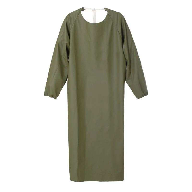 PU-materiaalinen suojaessu hihoilla edestä kuvattuna