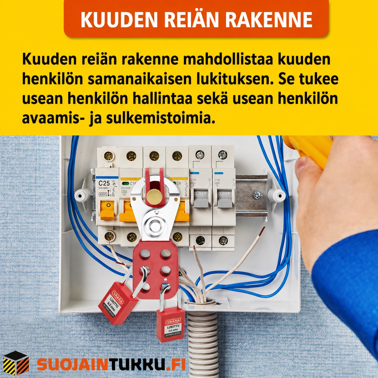 25 mm leualla varustettu lukitushakanen huoltotöihin
