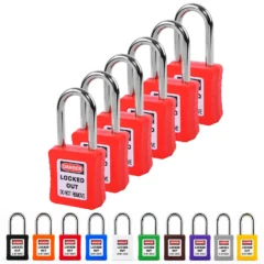 Lockout Tagout turvalukko 38 mm sangalla eri väreissä 6 kpl