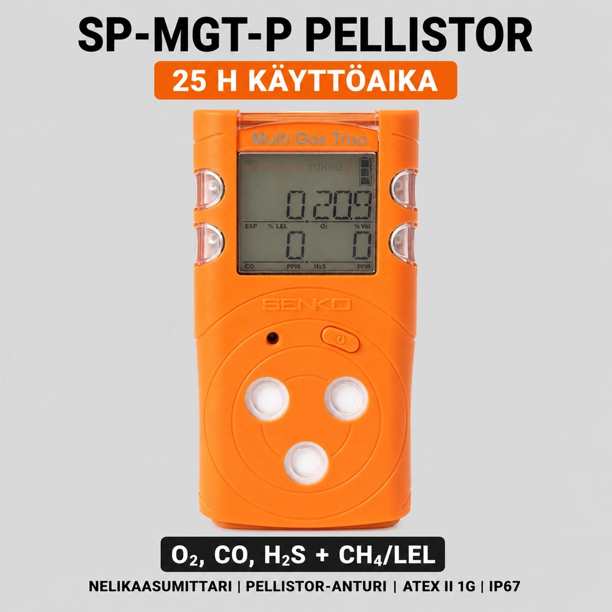 Senko SP-MGT-P Pellistor nelikaasumittari, 25 h käyttöaika