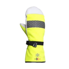 Priha Hi-Viz lämpörukkanen keltainen – heijastimella varustettu lämmin nahkainen talvirukkanen