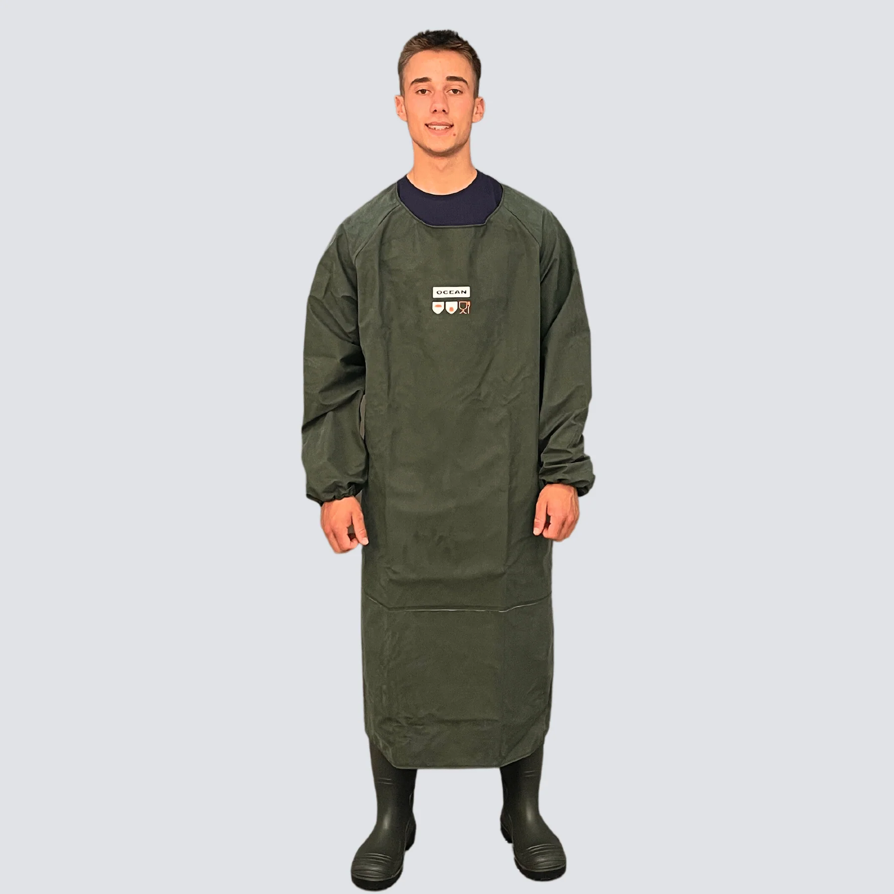 Esiliina hihoilla PVC/PU premium Vihreä Elintarvikehyväksytty