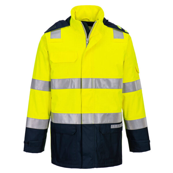 Bizflame Hi-Vis lämpövuorellinen ja sateenkestävä valokaarisuojattu takki