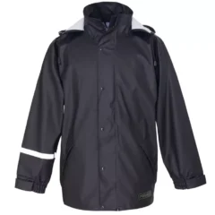 PU-sadepuku Premium Musta (takki ja vyötäröhousut)