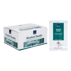 ABENA Alcohol Swabs 70 % desinfektiopyyhkeet 50 kpl, 20 × 15 cm, sisältää 2 % glyseriiniä, yksittäispakatut alkoholipyyhkeet