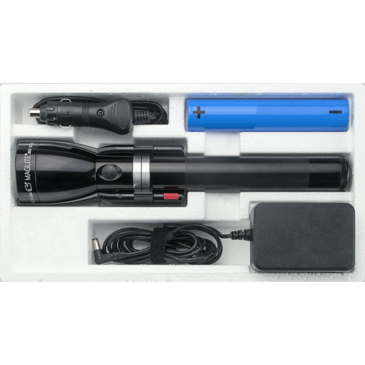 Maglite ML150LR ladattava LED-taskulamppu 1082 lm, LiFePO4-akku, latausteline, verkkolaturi ja 12 V autolaturi