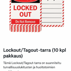 Lockout/Tagout -tarra vedenpitävä, repeytymätön(10 kpl pakkaus)