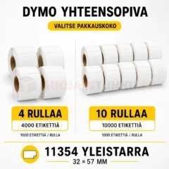 Dymo 11354 yhteensopiva yleistarra 32 x 57 mm, 4 tai 10 rullan pakkausvaihtoehdot
