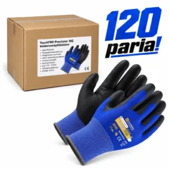 TouchPRO Precision 18G kosketusnäyttökäsine 120 paria – PU-pinnoitettu tarkkuuskäsine sininen/musta