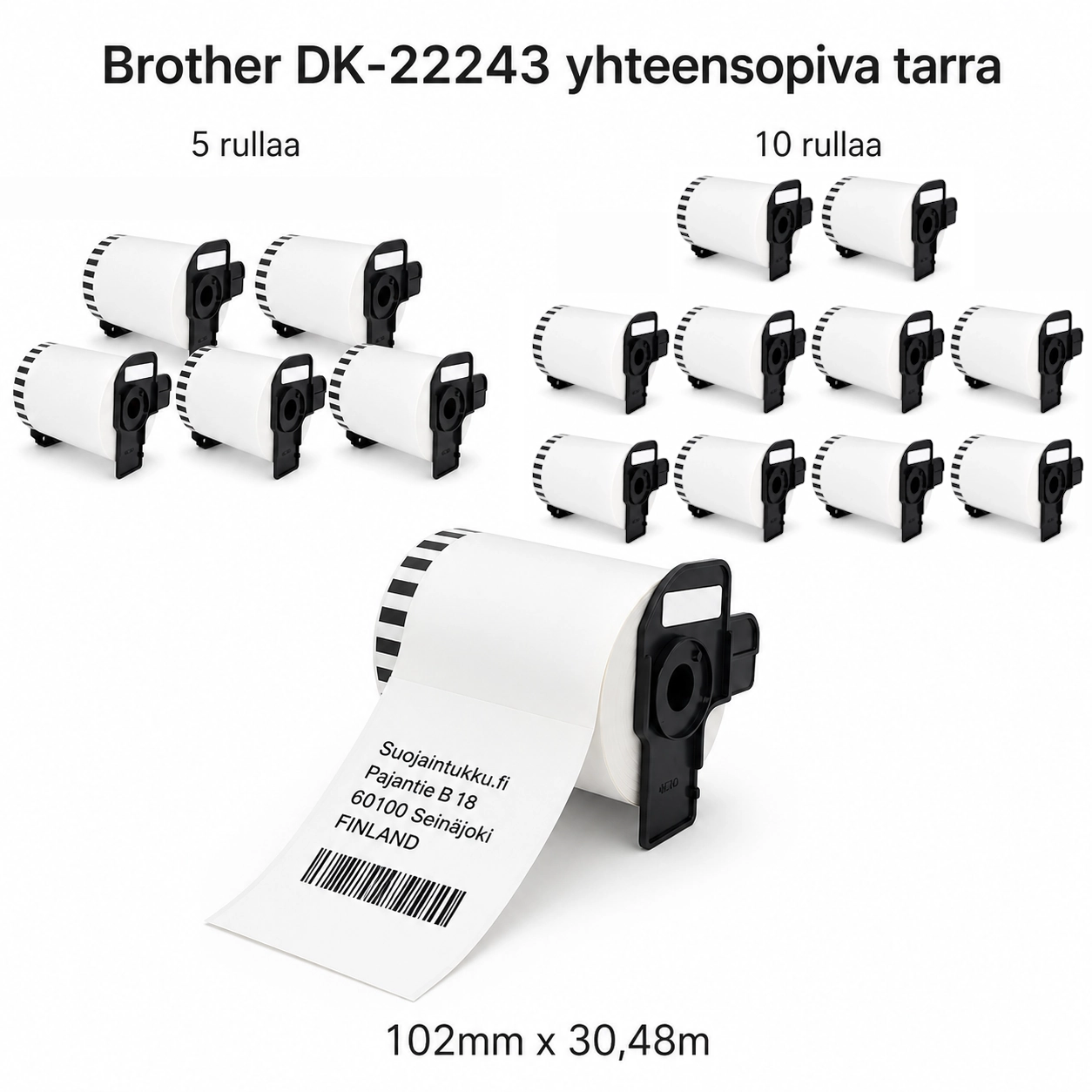 Brother DK-22243 yhteensopiva jatkuva tarra 102 mm × 30,48 m