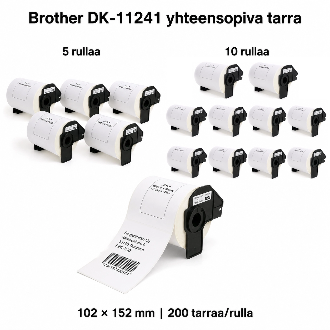 Brother DK-11241 yhteensopivat lähetystarrat 102 × 152 mm