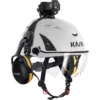 KASK KL-2 otsavalaisin rakennustyömaalle plasma kypärässä jossa on visiiri ja kuulonsuojaimet