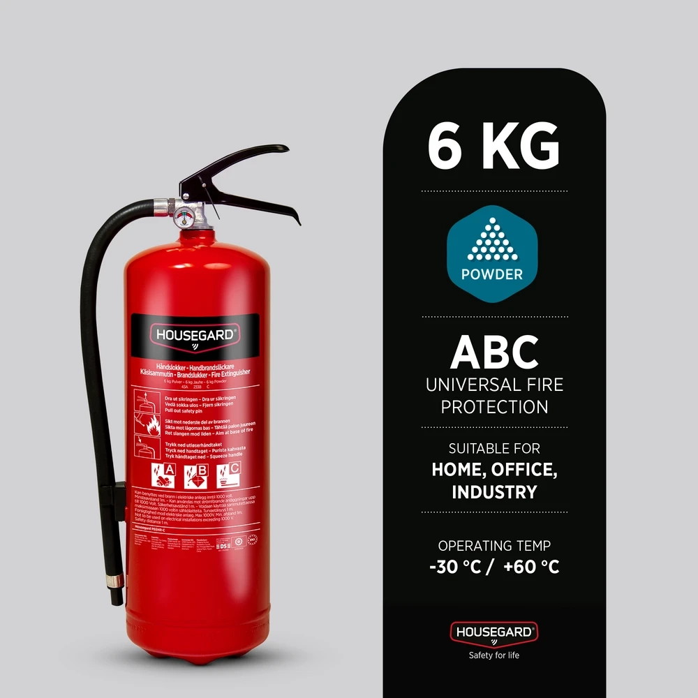 Housegard PE6HR-A 6 kg ABC-jauhesammutin teollisuuteen ja työpajoihin