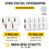 Dymo 99010 RFID-etiketit 89 × 28 mm, valittavana 5 tai 10 rullaa LabelWriter 550- ja 5XL-tulostimiin
