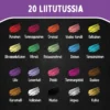 Liitutussien 20 värisävyä mustalla liitutaululla
