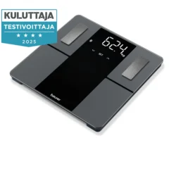 Beurer BF500 Super Black Edition diagnostiikkavaaka Bluetooth-yhteydellä ja Kuluttaja Testivoittaja 2025 -merkinnällä