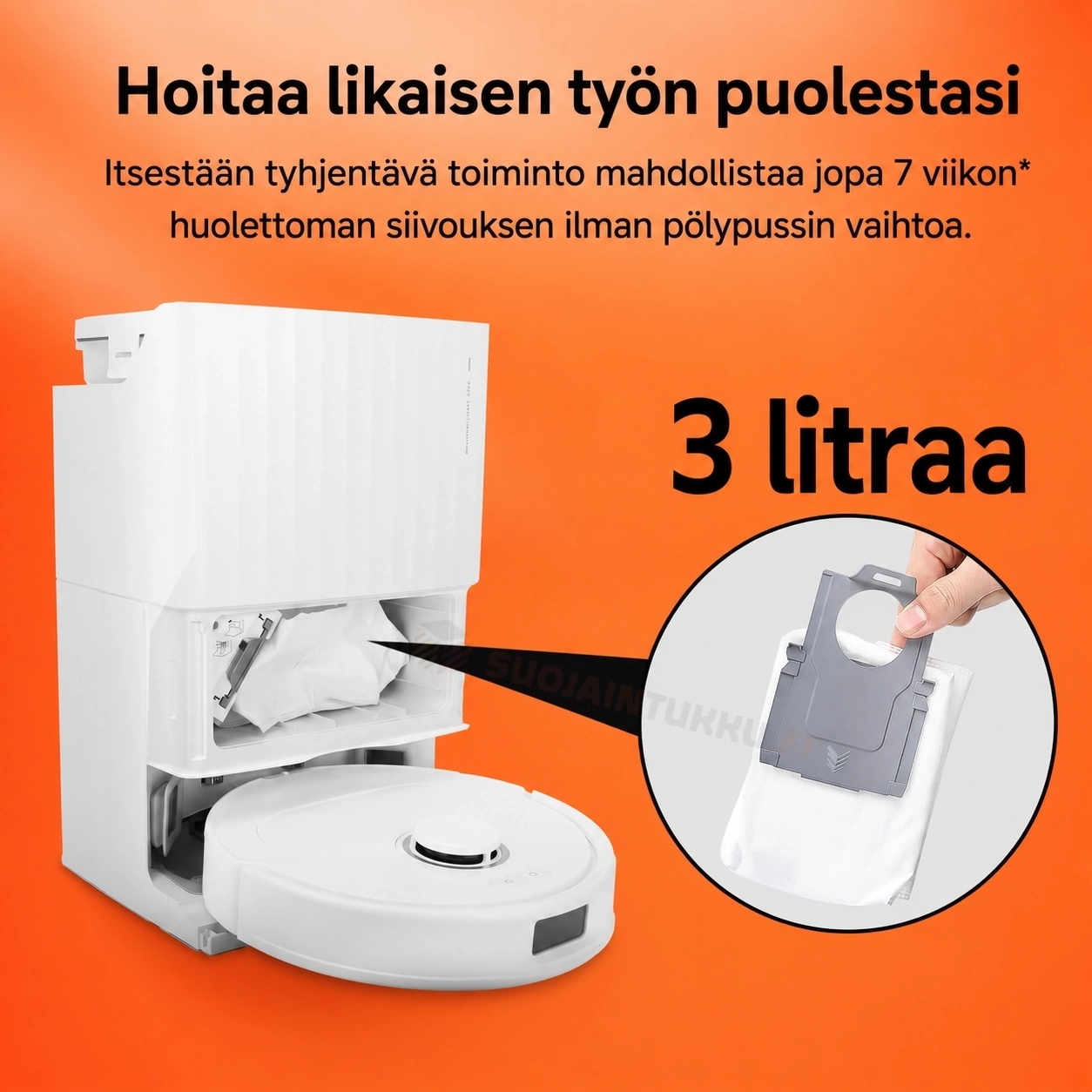 Roborock telakka-aseman vaihdettava pölypussi automaattiseen pölysäiliön tyhjennykseen