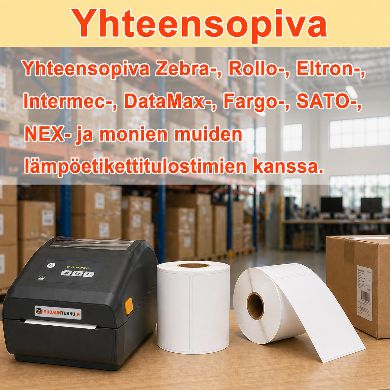 Zebra yhteensopiva lähetysetiketti useisiin lämpöetikettitulostimiin