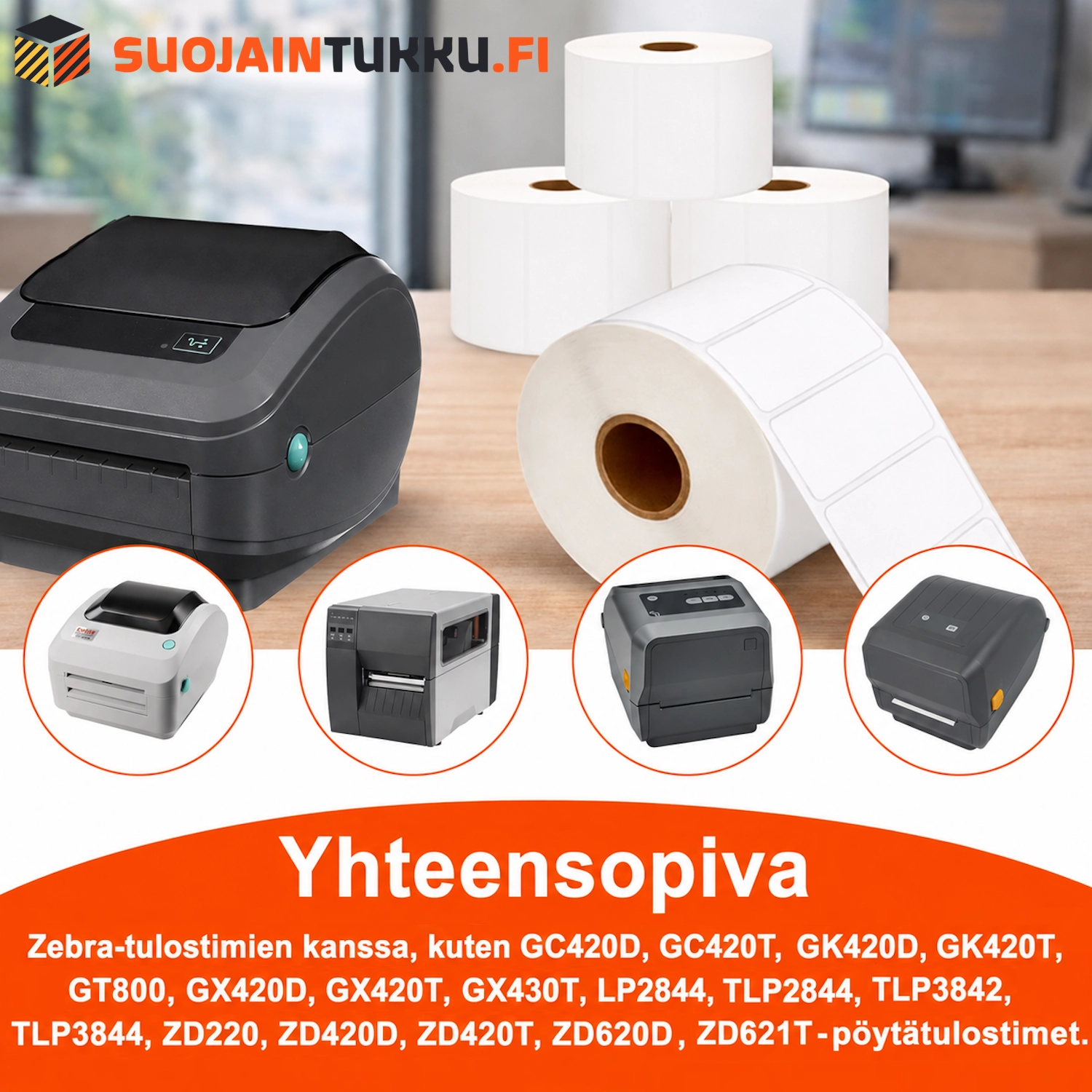 Zebra yhteensopiva etiketti useisiin Zebra-etikettitulostimiin