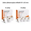 Zebra yhteensopiva etiketti 57 x 32 mm, 4 ja 8 rullan pakkausvaihtoehdot