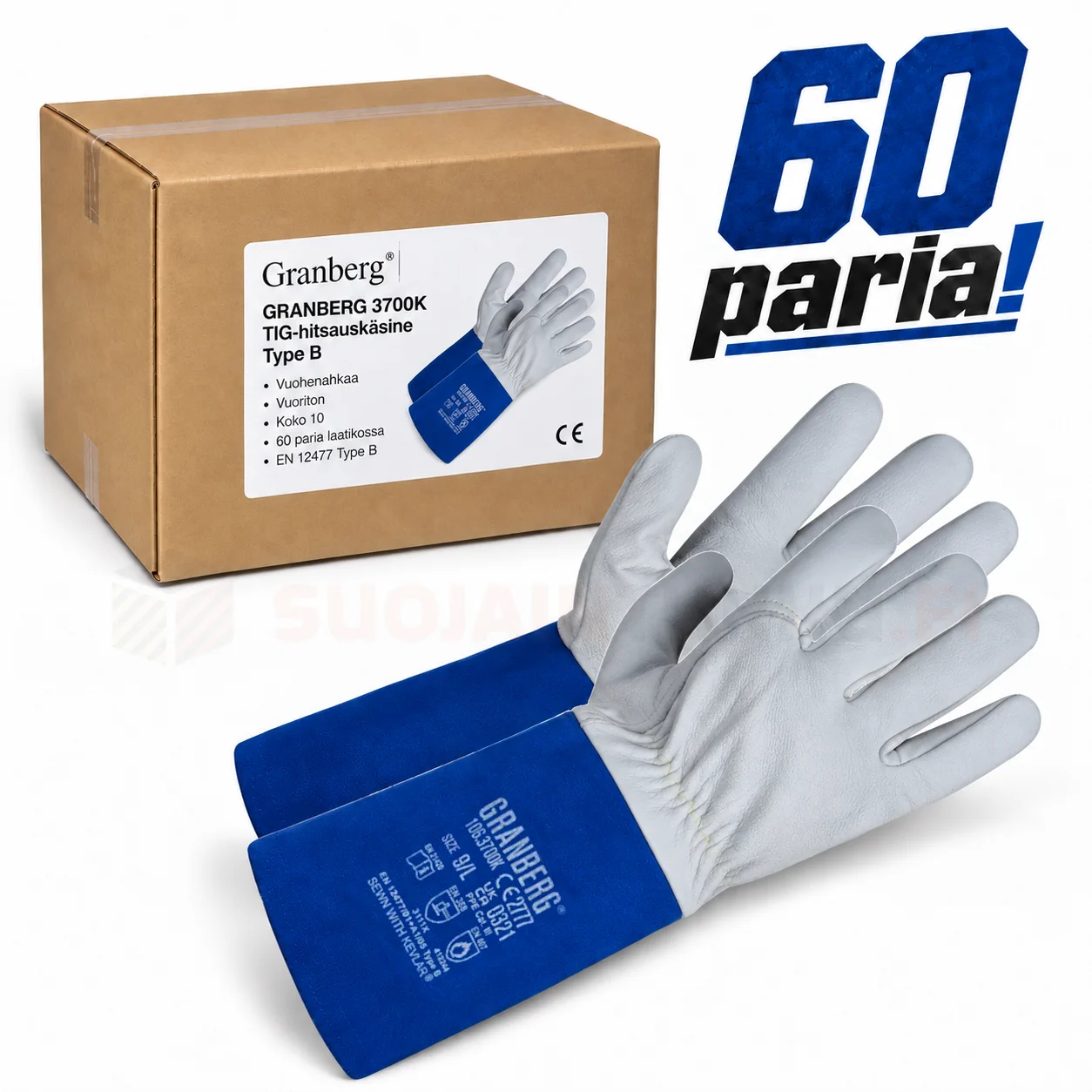 GRANBERG 3700K TIG-hitsauskäsine Type B 60 paria