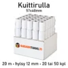 Kuittirulla 57x40x12 mm 20 m lämpöpaperi 20 tai 50 rullaa