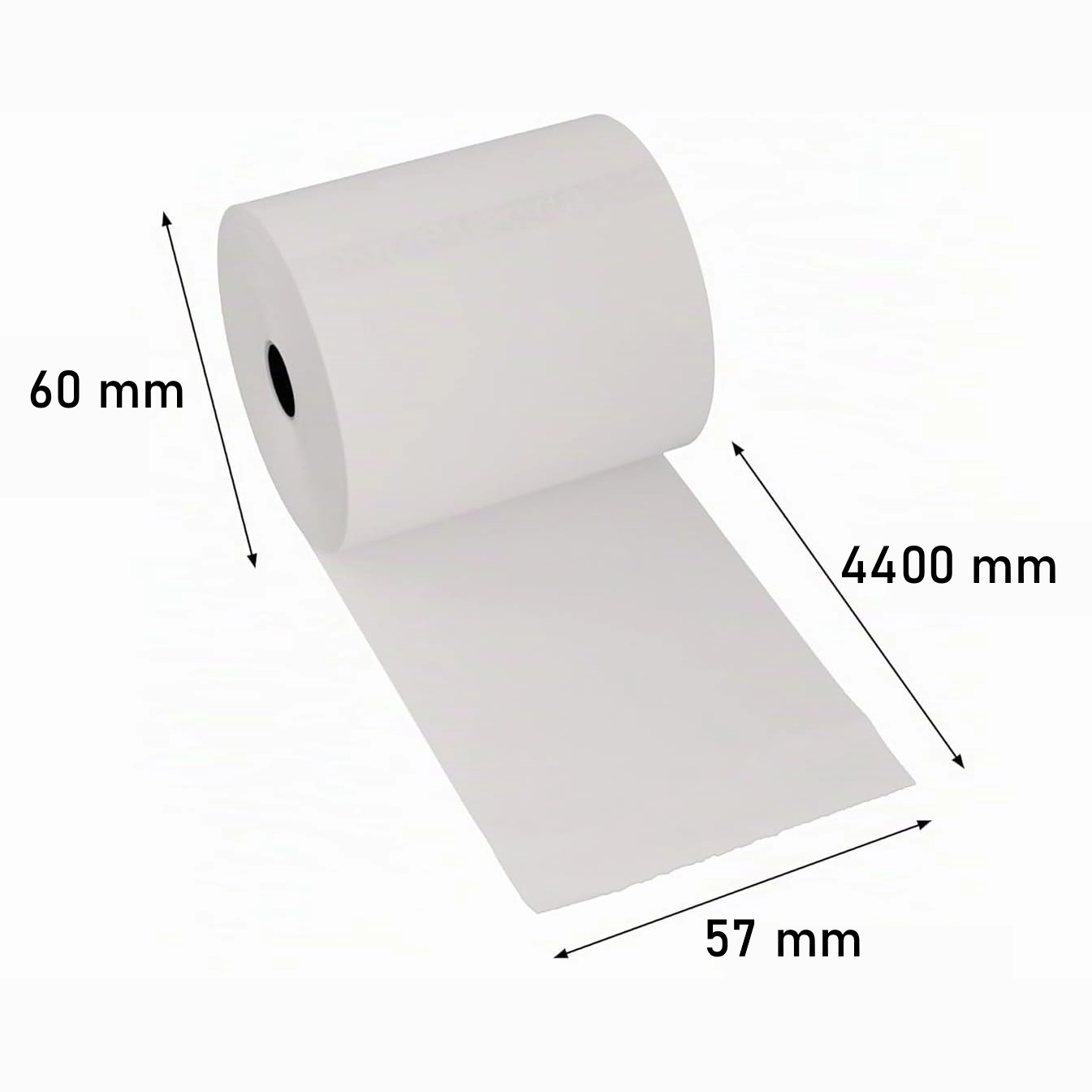 Kuittirulla 57x60x12 mm 44 m lämpöpaperi mitat