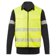 Ultimate Modulaarinen Hi-Vis 5-in-1 pusero musta keltainen – muunneltava työpusero edestä