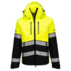 EV4 Hi-Vis 3L kuoritakki keltainen musta edestä