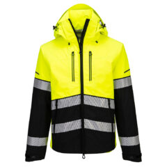 EV4 Hi-Vis 3L kuoritakki keltainen musta edestä