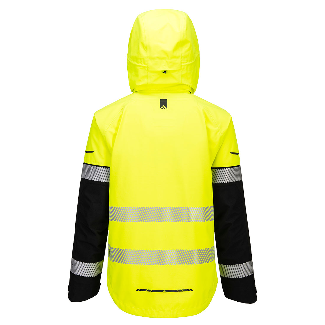 EV4 Hi-Vis vedenpitävä kuoritakki keltainen musta takaa
