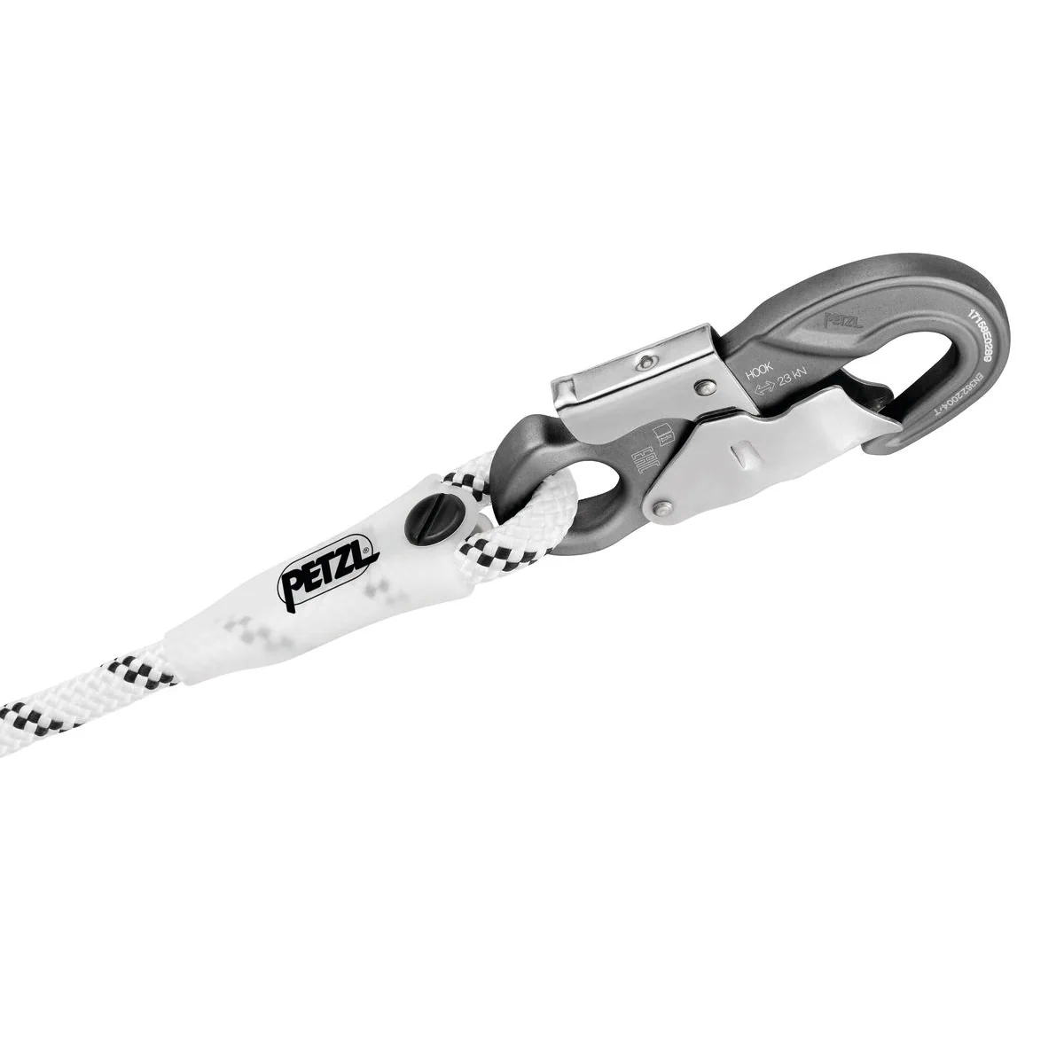 Petzl GRILLON HOOK asemointiköyden HOOK-liitin lähikuvassa