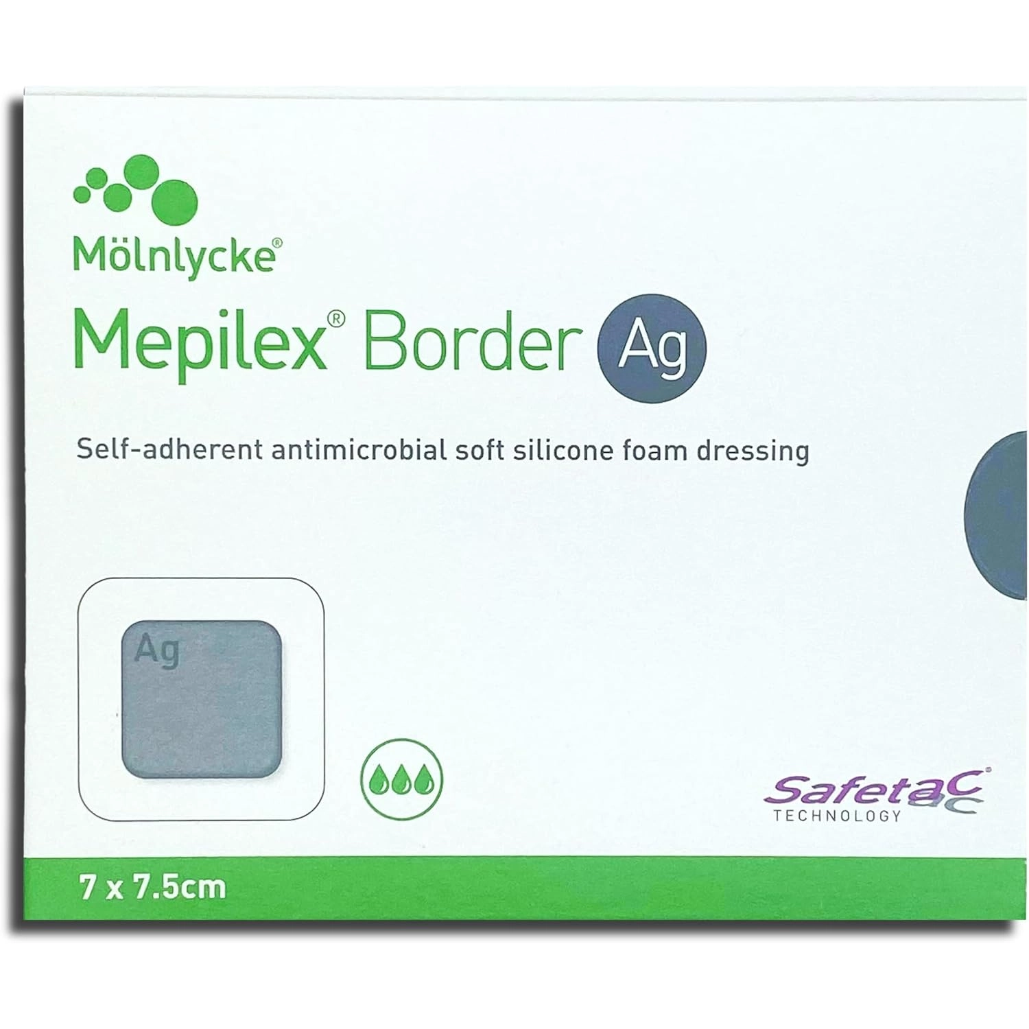 Mepilex Border Ag 7 x 7,5 cm antimikrobinen vaahtosidos