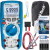 PeakTech 3442 True RMS digitaalinen yleismittari Bluetoothilla, mittausjohdoilla, lämpötila-anturilla, adapterilla, suojalaukulla ja tarvikkeilla