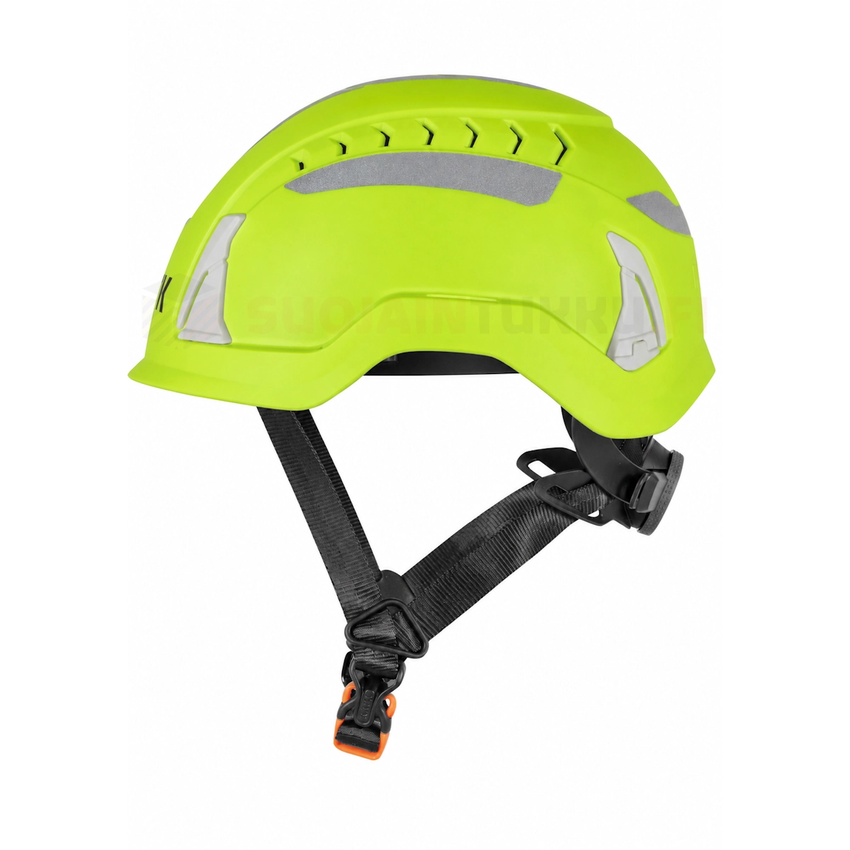 KASK Primero HI VIZ fluorikeltainen työkypärä sivulta – EN 397 ja EN 50365 työ- ja sähkötyökypärä